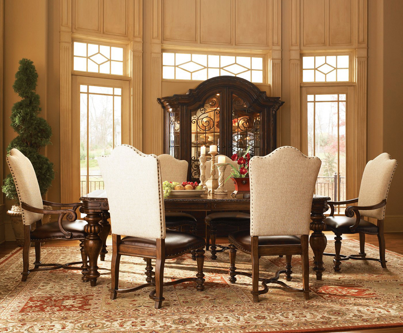 Formal Dining With Outstanding Formal Dining Room Sets With White Chairs On Rug Furnished With Table Decorated With Candle Holders And Completed With Cupboard Dining Room Formal Dining Room Sets For Contemporary Interiors