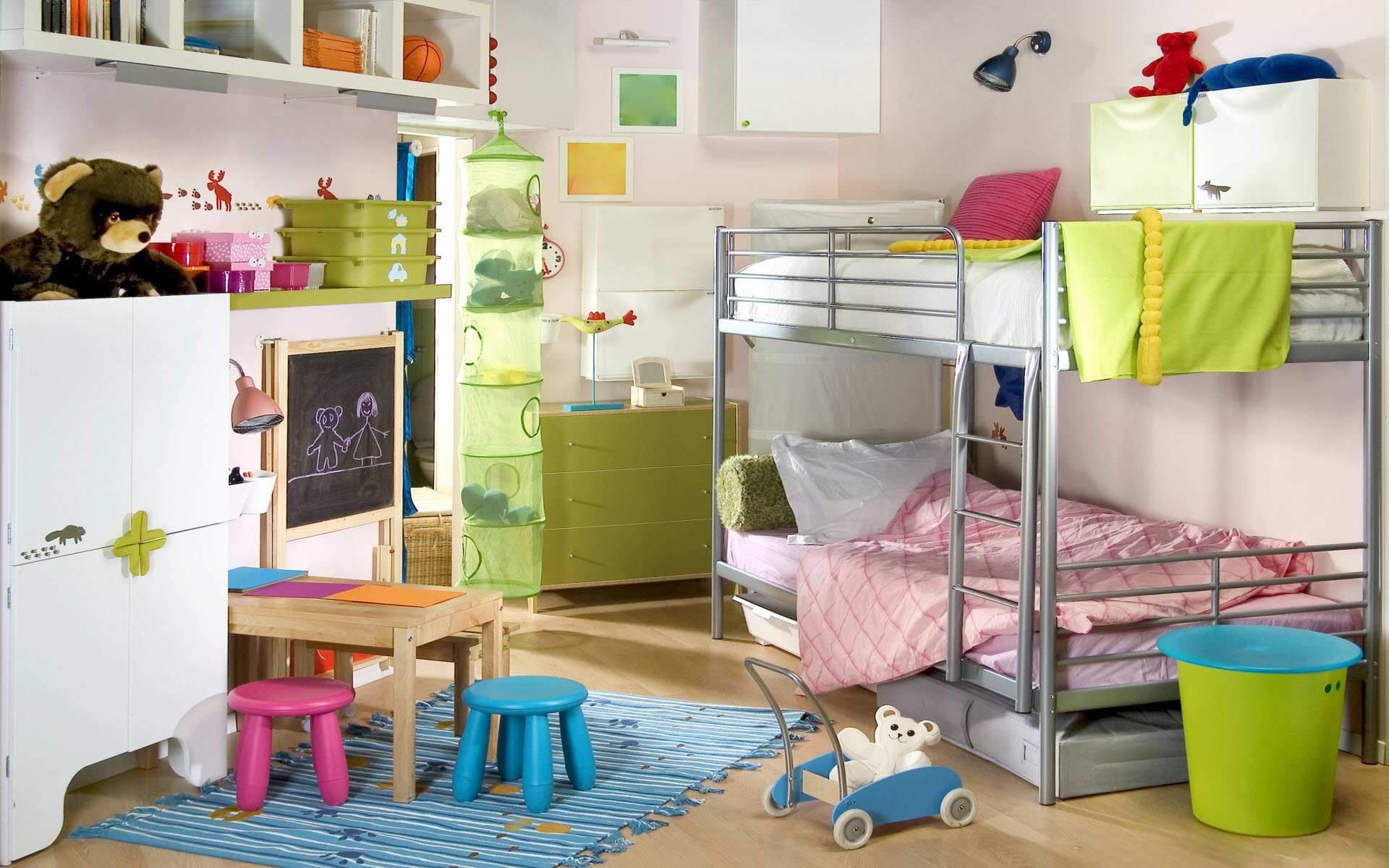 Kid Room Twin Outstanding Kid Room Ideas With Twin Bunk Bed Furnished With Cupboards And Wall Cabinets Plus Completed With Wooden Desk And Tiny Chairs On Blue Rug Kids Room 15 Trendy Kids Room Ideas For The Bold Modern Home