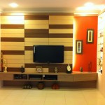 Fusion Between Brown Perfect Fusion Between Beige And Brown Wood Panel Attached With Wall Mount Tv Above Floating Desk  Decoration  Stylish Personalized Wood Panels In Your Room Designs 