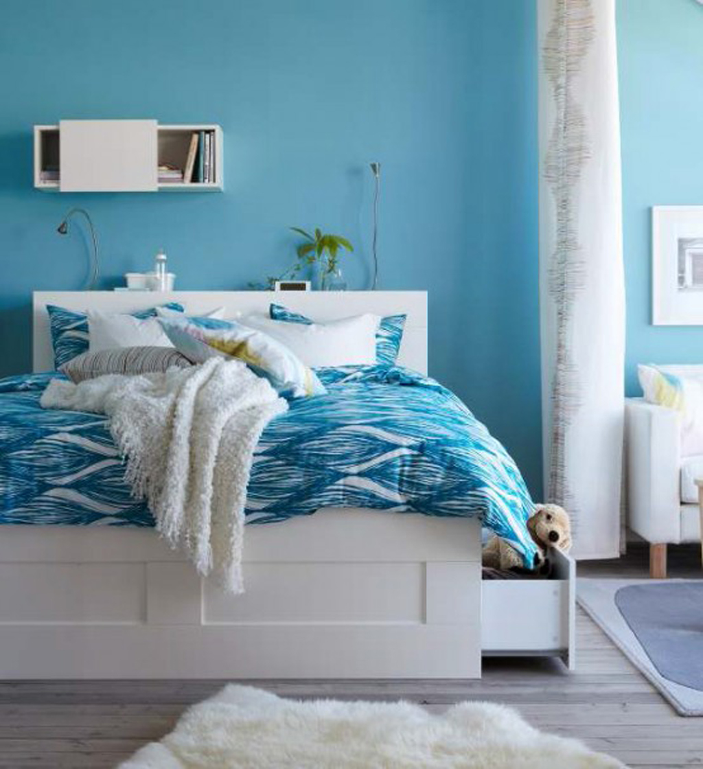Bed With Design Platform Bed With Storage Drawers Design Also Sheepskin Rug In Exquisite Blue Bedroom Idea Bedroom 10 Fresh Blue Bedroom Ideas With Fantastic Color Schemes