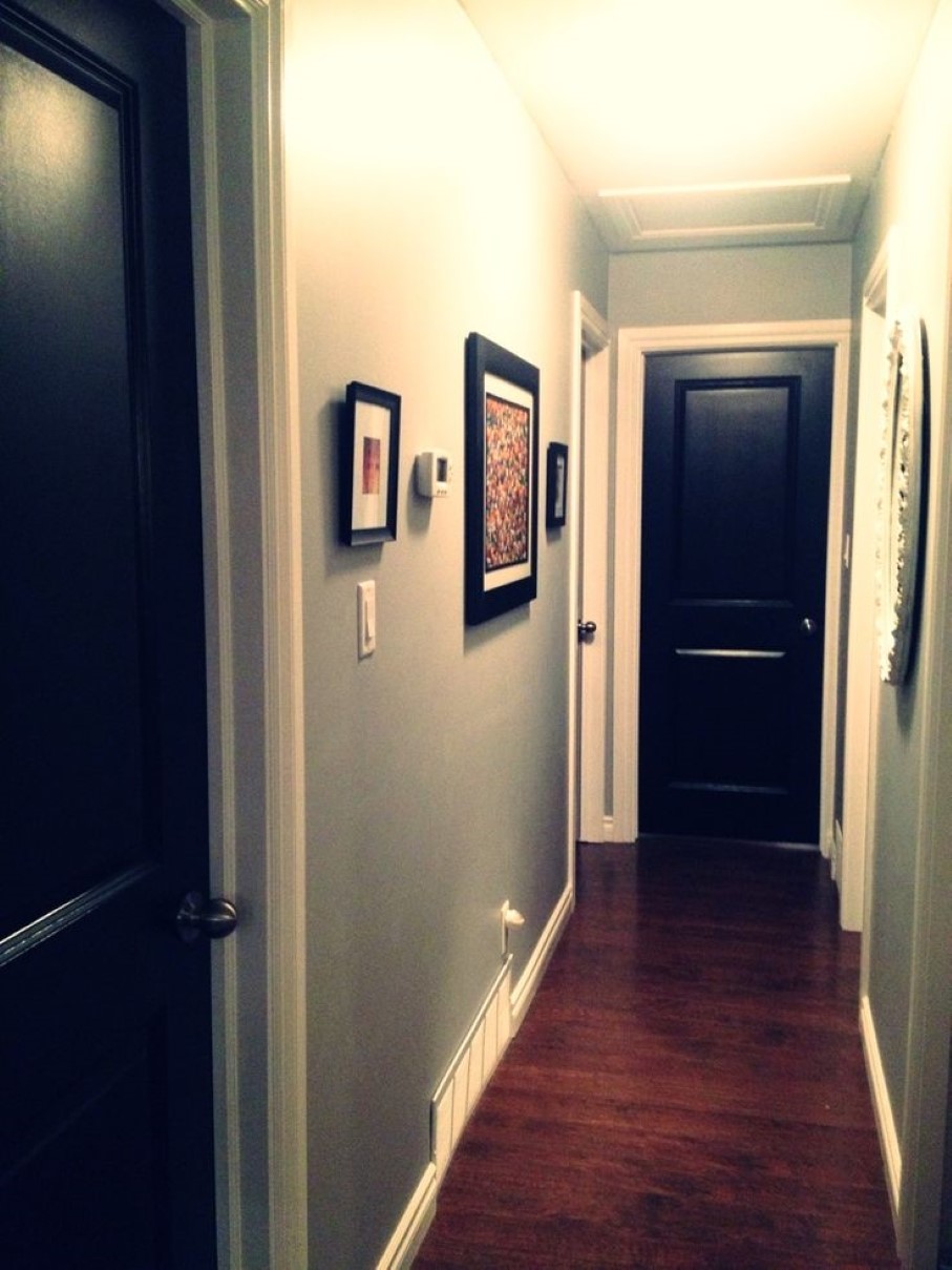 White Recessed Gray Pleasing White Recessed Lighting Illuminate Gray Hallway With Decorative Black Interior Doors House Designs  Black Interior Doors Perform Cool Doors 