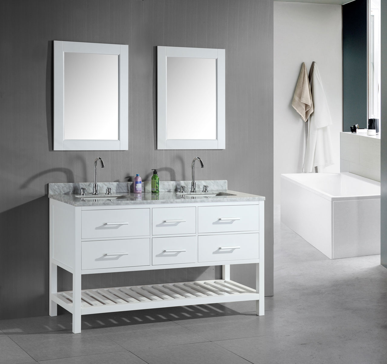 Bathtub Design Bathroom Rectangular Bathtub Design Feats Modern Bathroom Vanity With Open Storage Idea And Beautiful Wall Mirrors Modern Bathroom Vanity Ideas