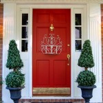 Front Door Style Red Front Door In Traditional Style Decorated With Wooden Material In Traditional Home Exterior For Inspiration Exterior Red Front Door As Surprising Door Design For Modern Home