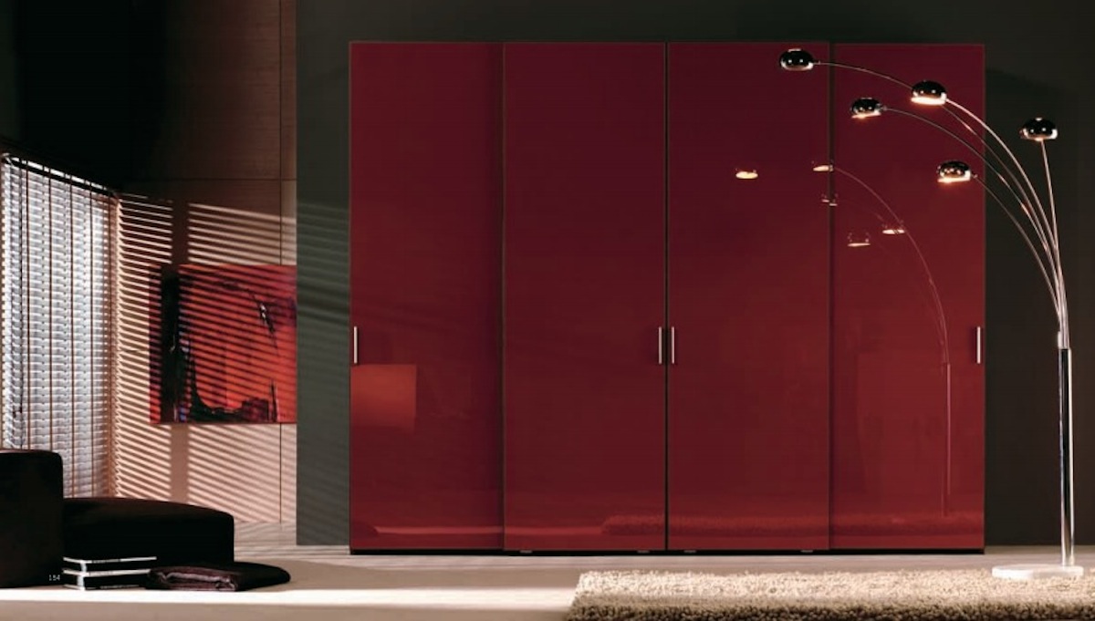 Wardrobe Design Doors Red Wardrobe Design With Four Doors And Funky Floor Lamps Furniture Fabulous Closet Design For Our Modern Master Bedroom