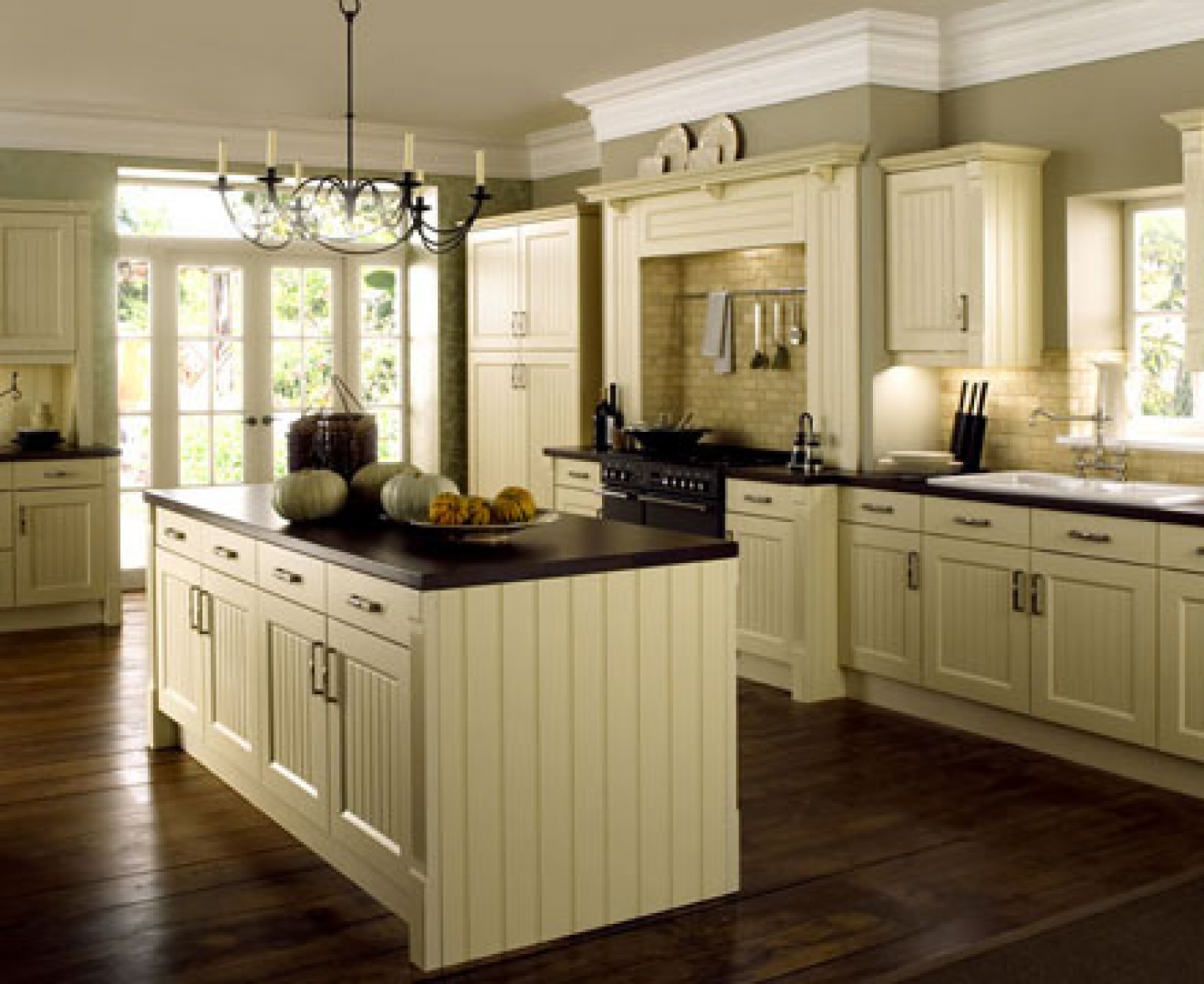Chandeliers Feat Kitchen Romantic Chandeliers Feat Cool Cream Kitchen Cabinets Design And Dark Wood Floor Idea Plus Narrow Island Kitchen  Beautiful Cream Kitchen Cabinet 