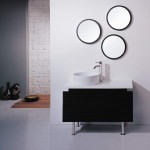 Wall Mirrors Black Round Wall Mirrors Plus Modern Black Bathroom Cabinet Idea And Stylish Vessel Sink Feat Vanity Top Faucet Design Bathroom Bathroom Cabinetry For Various Bathroom Design