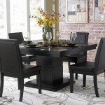 Brick Wall With Rustic Brick Wall Accent Paired With Black Dining Room Set On Brown Floral Area Rug Decorating Idea Dining Room Various Dining Room Sets For Your Comfortable Meal Time