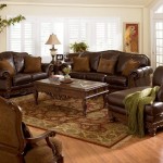 Brown Leather Carving Rustic Brown Leather Sofa Plus Carving Wood Coffee Table Design Also Beautiful Living Room Rug And Torchiere Floor Lamp Furniture  Rediscovering The Elegancy By 10 Brown Leather Sofas 