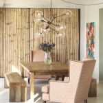Dining Room Bamboo Rustic Dining Room Set And Bamboo Wall Panel Idea Feat Quirky Ceiling Lights Design And Glass Flower Vase Table Decor Dining Room Rustic Dining Room Design With Clever Design Solutions