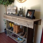 Long Console Two Rustic Long Console Table With Two Tier Shoe Racks Feat Cool Family Letter And Framed Photo Decor Decoration  Long And Fascinating Console Table 