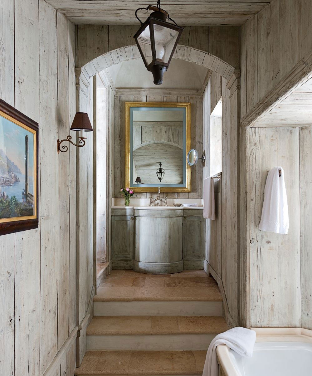 Chic Rustic With Shabby Chic Rustic Bathroom Ideas With White Covered Deck Wall And Antique Candle Sconce Shade Bathroom Traditional Wooden Made Furniture And Simple Fixtures Inside Rustic Bathroom Design
