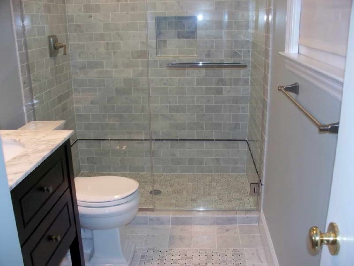 With Glass Or Shower With Glass Door Design Or Black Vanity Cabinets And Wall Mounted Towel Grab Bar Feat Lovely Bathroom Floor Tile Idea  10 Beautiful Bathroom Starting From The Floor Tile Ideas 
