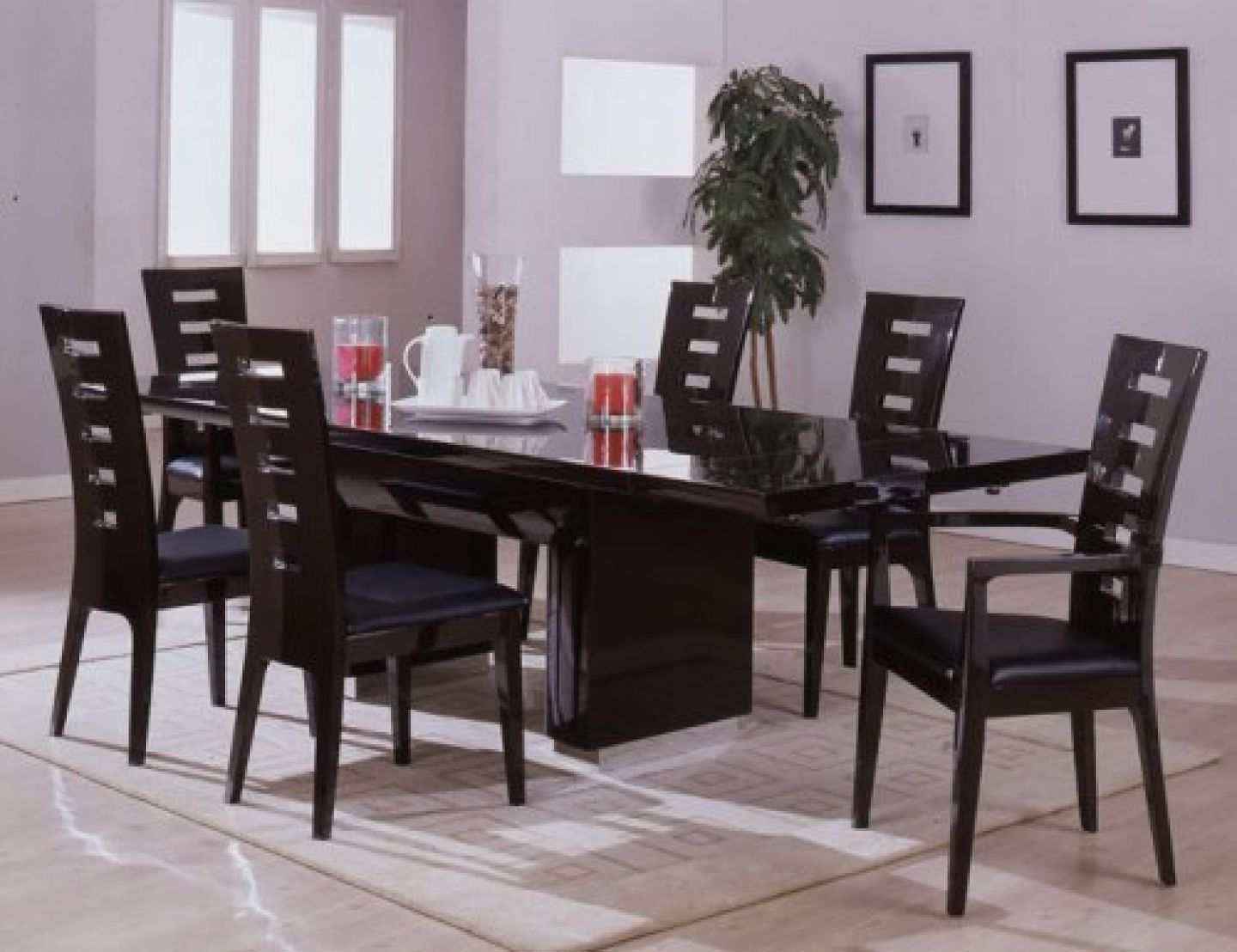 Dark Color Dining Simple Dark Color For Modern Dining Room Chairs Around Long Black Table On Grey Carpet Dining Room Modern Dining Room Chairs Chosen For Stylish And Open Dining Area