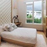 Wooden Bed Tufted Simple Wooden Bed And High Tufted Headboard Beside Teak Desk In Tiny Bedroom Ideas Bedroom Tiny Bedroom Ideas And Tips To Make The Space Looks Fancier