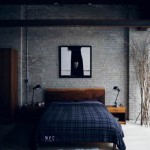 Young Mens With Simple Young Men's Bedroom Ideas With Wooden Headboard Plus Small Table Lamps Close To Brick Wall Bedroom Mens Bedroom Ideas With Strong “Masculine Taste”