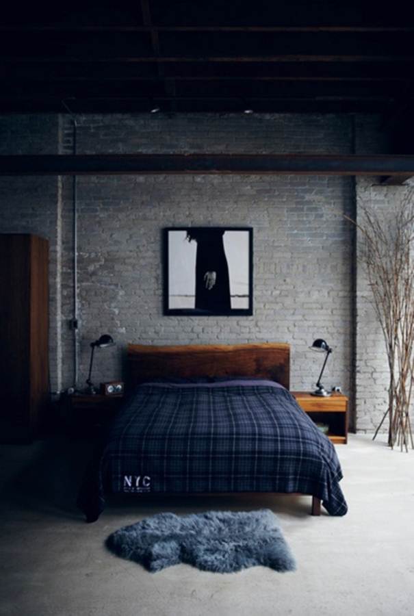 Young Mens With Simple Young Men's Bedroom Ideas With Wooden Headboard Plus Small Table Lamps Close To Brick Wall Bedroom Mens Bedroom Ideas With Strong “Masculine Taste”