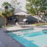 Backyard Landscaping Inground Small Backyard Landscaping Design With In Ground Pool Ideas Using Concrete Tile Flooring And Patio Umbrella Furniture Backyard Small Backyard Landscaping Concept To Add Cute Detail In House Exterior