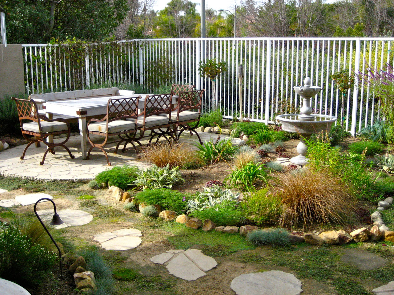 Backyard Landscaping Small Small Backyard Landscaping Design With Small Green Garden Completed With Water Fountain And Outdoor Furniture Design Backyard Small Backyard Landscaping Concept To Add Cute Detail In House Exterior