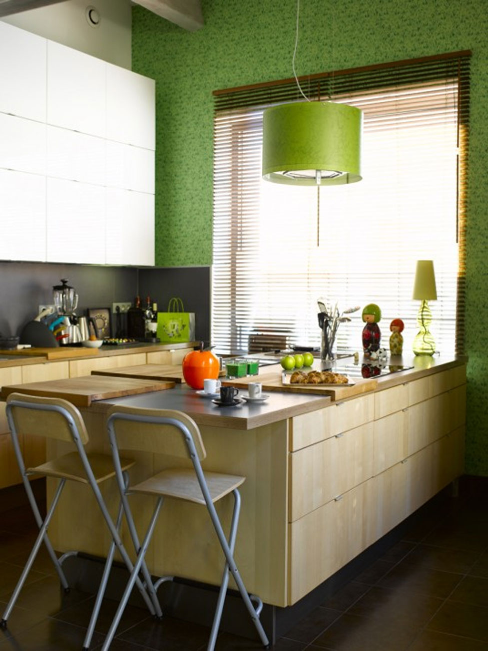Kitchen Design Ikea Small Kitchen Design With Interesting IKEA Furniture Ideas Also Simple Wooden Table Design And Fresh Green Hanging Lamp Design Along With Amazing Green Wall Paint Color Design Kitchen The Balance Between The Small Kitchen Design And Decoration