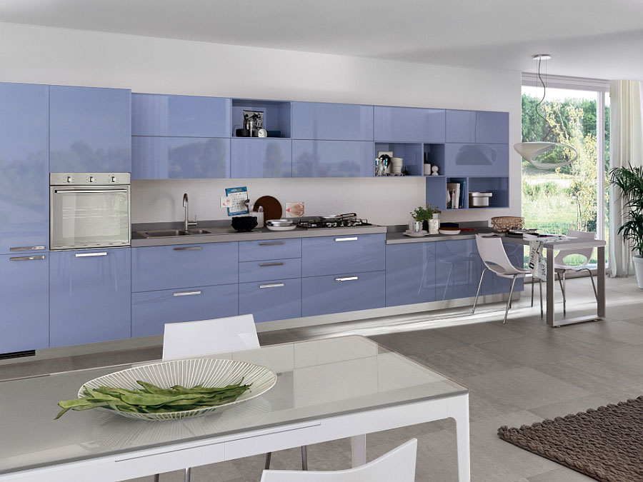 Cool Blue Kitchen Some Cool Blue In The Kitchen Equipped With Violet Color Look Applied In Modern Kitchen Design Ideas Plan With Bright Color Kitchen  Modern Kitchen Room Design In Best Performance 