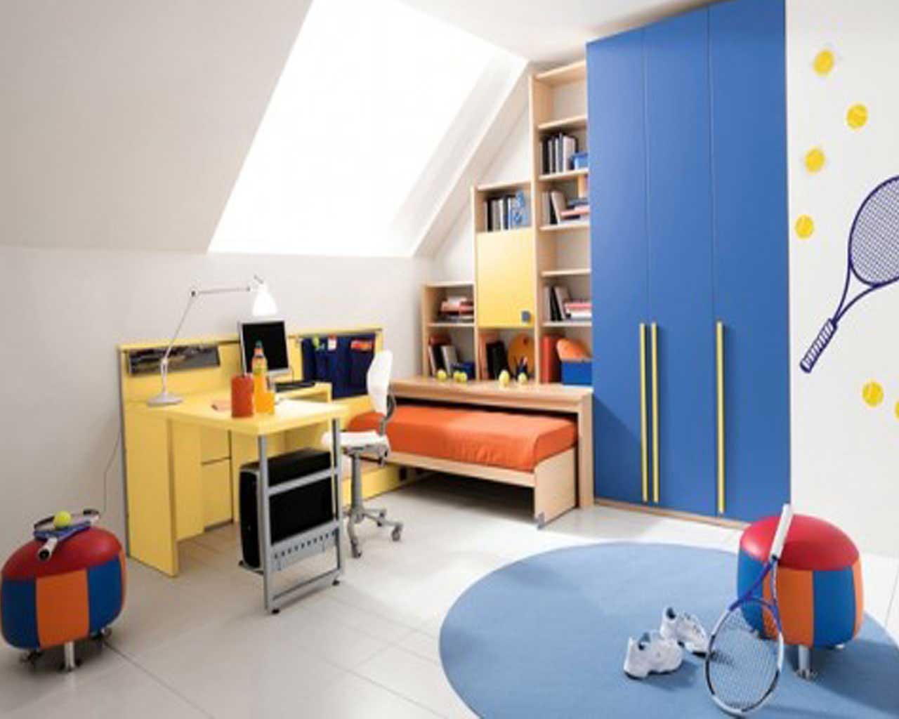 Boys And Decor Sports Boys And Kids Room Decor Design Ideas With Inspiring Laptop Study Table Designs And Modern Wall Shelves Design Ideas Plus Fresh Orange Bed Linen Color Schemes Ideas Decoration Kids Desire And Kids Room Decor