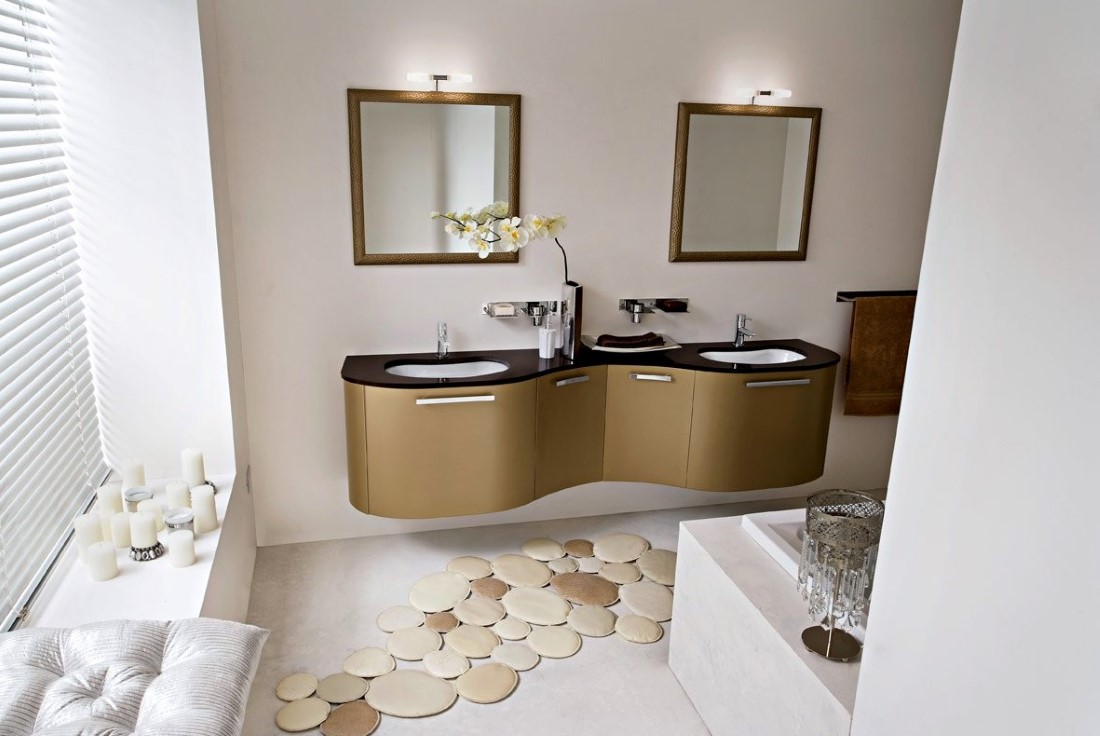 Wall Mirror Ultra Square Wall Mirror Idea Also Ultra Modern Vanity Unit Design And Black Countertop Feat Luxury Pebbles Bathroom Rug Bathroom 23 Luxury Bathroom Rugs With Sophisticated Decor Accents