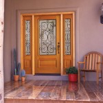 Wood Glass Mixed Stained Wood Glass Exterior Door Mixed With Railing Armchair On Sleek Deck Flooring Ideas Decoration Fascinating Wooden Doors That Work In Every Room