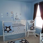 Themed Crib Blue Star Themed Crib Bedding Plus Blue Wall Paint Color In Lovely Baby Boy Nursery Idea Feat Comfortable White Rocking Chair Awesome Baby Boy Nursery Room Ideas
