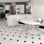 Black And Flooring Stunning Black And White Tile Flooring Idea For Kitchen Plus Modern Round Dining Table And Glass Pendant Lights  Fantastic Interior Feature With Mesmerizing Tile Floor Ideas 