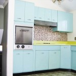 Blue Metal And Stunning Blue Metal Kitchen Cabinets And Yellow Countertop Idea Feat Unique Backsplash Tile Design Kitchen  Metal Kitchen Cabinet Presents Cool Styles 