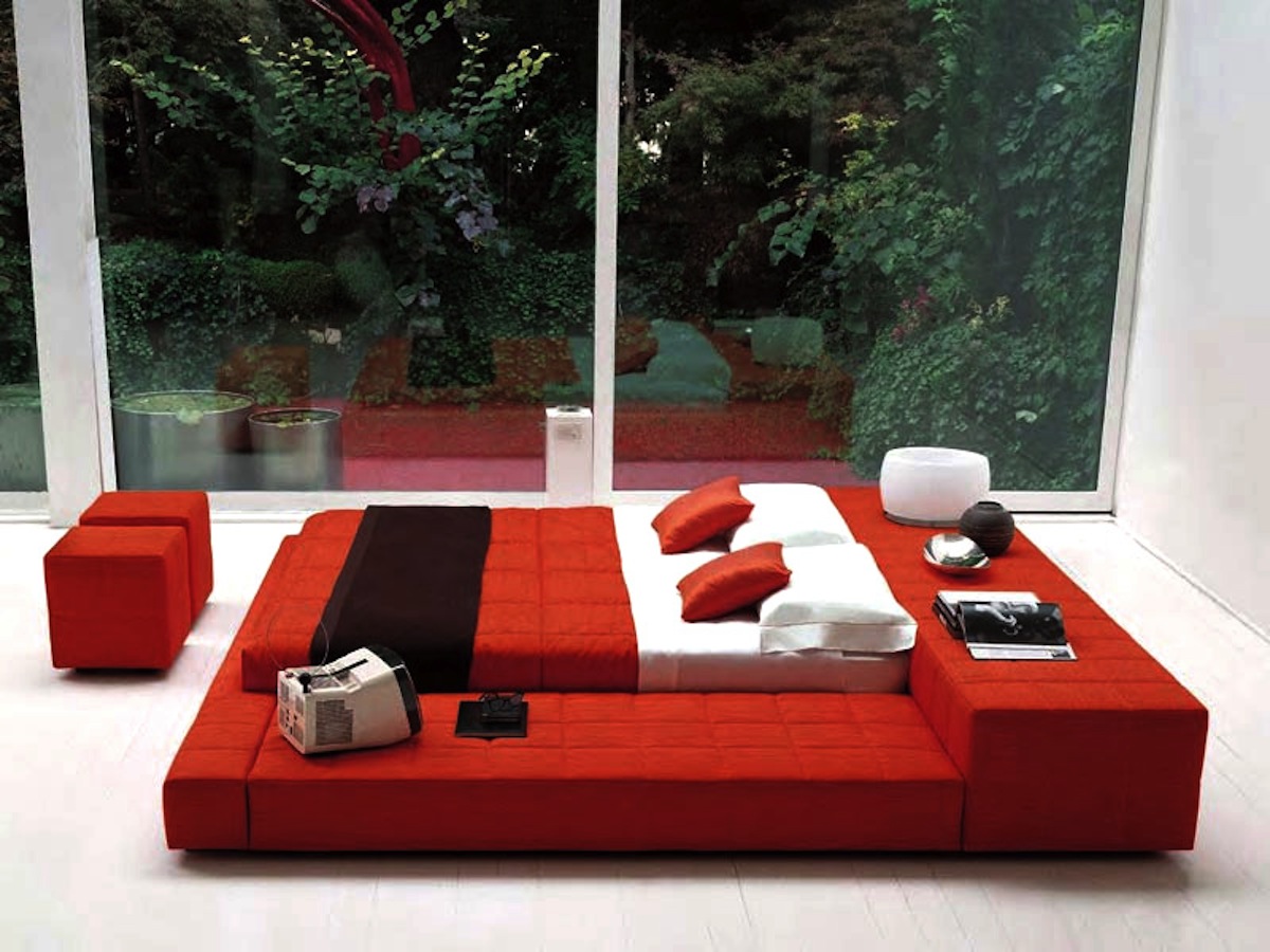 Italian Style Unit Stunning Italian Style Platform Bed Unit Also Red Ottoman Furniture Plus White Pillows Bedroom 10 Beautiful Red Accent For Stunning Bedroom Designs