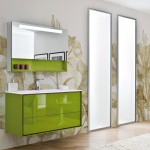 Modern Bathroom Design Stunning Modern Bathroom With Minimalist Design Applying Flowers Wall Painting Decorations Completed With Bathroom Vanity Cabinets In Green Color And Furnished With Mirror Bathroom 15 Bathroom Vanity Cabinets For Your Captivating Home