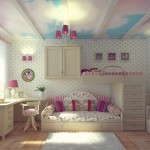 White Cute Applying Stunning White Cute Bedroom Ideas Applying Sky Ceiling Painting Design With Chandelier Furnished With Bunk Bed Combined With Cupboard And Completed With Desk Plus Sofa Bedroom Cute Bedroom Ideas For Enhancing House Interior