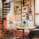 Black Chairs Table Stylish Black Chairs Plus Round Table Combined With Gorgeous Photo Collage In Living Space  Decoration  Having Fun Interior Convenience After Applying Creative Photo Collage Ideas 