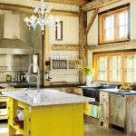 Chandelier And Behind Stylish Chandelier And Steel Backsplash Behind Stove Also Yellow Island Cabinets Plus Black Sink In Rustic Kitchen Idea Kitchen  Awesome Designs From Rustic Kitchen Ideas 