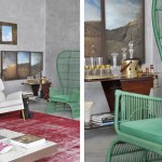 Decorative Living With Stylish Decorative Living Room Design With White Sofa Red Carpet Tile And Green Chair With High Back Plus Wooden Table For Drinks In The Corner Apartment Stunning Concrete Home With Hip And Stylish Decorative Accessories