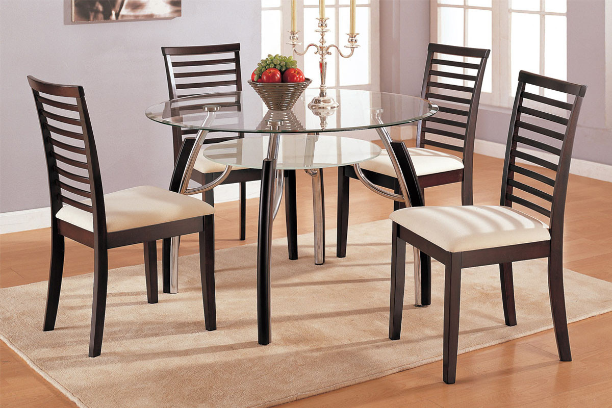 Small Round With Stylish Small Round Dining Table With Glass Top Idea Plus Rectangular Area Rug Design Also Comfy Black Chairs Dining Room  Small Dining Table For Minimalist Stylish Design 