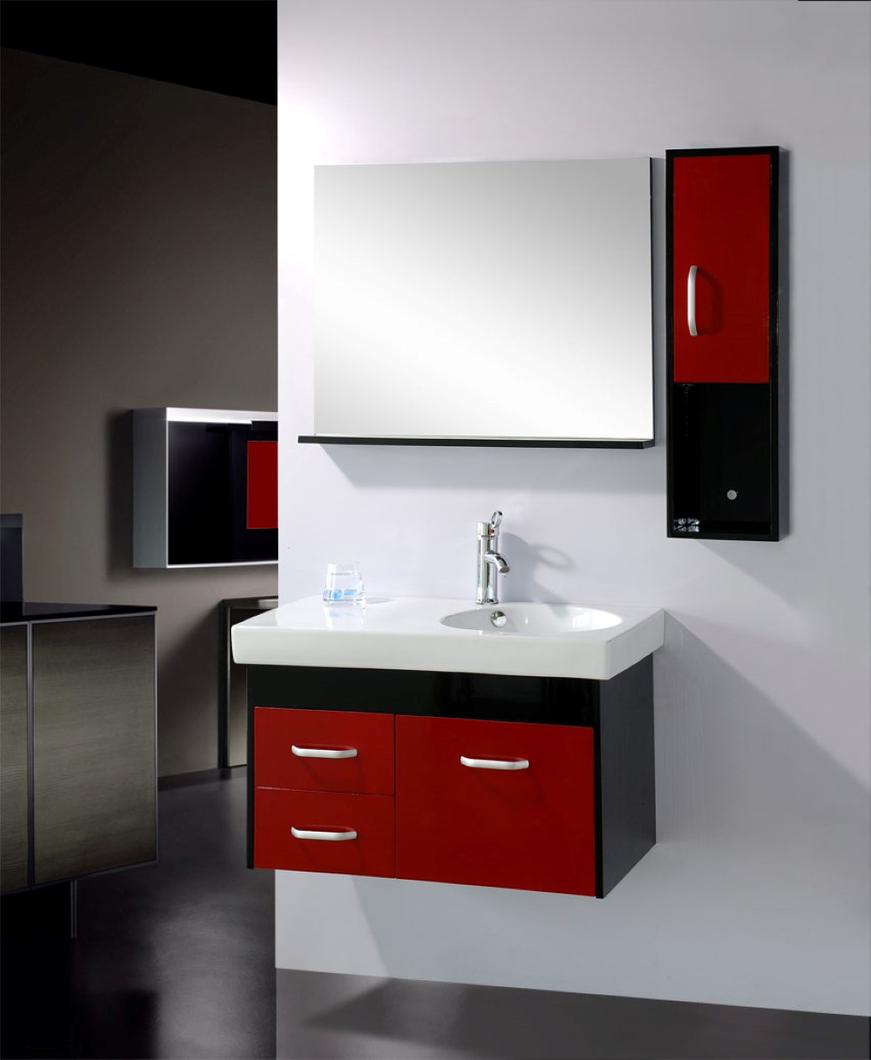 Small Round Frameless Stylish Small Round Sink Also Frame Less Wall Mirror Design And Ultra Minimalist Wall Mounted Bathroom Cabinet Idea Bathroom Bathroom Cabinetry For Various Bathroom Design