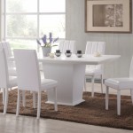 Small Table Chocolate Stylish Small Table Design Plus Chocolate Shag Area Rug And Comfortable White Leather Dining Chairs Dining Room  Appealing White Chairs To Complement And Beautify Dining Rooms 