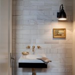 Bathroom Tile Unique Subway Bathroom Tile Idea Also Unique Wall Mount Faucet Design And Black Anglepoise Lamp Feat Tiny Hanging Sink Bathroom  Inspiring Wall Mount Faucets In Comely Bathrooms 