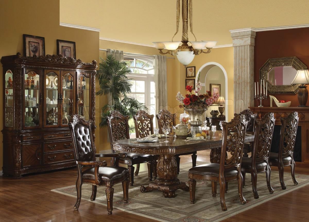 Mediterranean Dining Applying Surprising Mediterranean Dining Room Design Applying Formal Dining Room Sets With Elongated Table Matched With Elegant Chairs On Rug And Furnished With Unique Chandelier Dining Room Formal Dining Room Sets For Contemporary Interiors