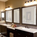 Pair Of Mirrors Three Pair Of Bathroom Vanity Mirrors In A Bathroom With Marble Floor Beige Painted Walls And Built In Washbasins Cabinets Bathroom Stunning Bathroom Vanity Mirrors For Elegant Homes