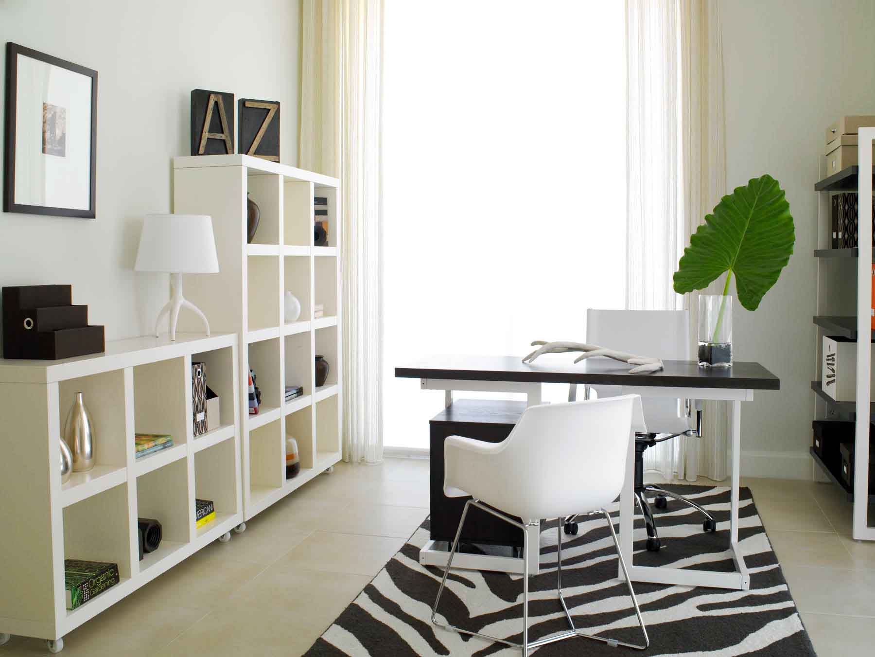 Modern Home By Topnotch Modern Home Office Furnished By Natty Shelving And Bright Seat On Stripped Carpet Office Modern Home Office To Play With Furniture And Lighting Fixtures