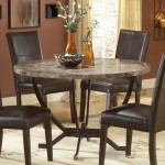 Black Leather Brown Traditional Black Leather Chairs And Brown Wall Color Idea Also Unusual Round Granite Dining Table Design Dining Room  Granite Dining Table Brings Cool Styles 