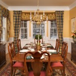 Dining Room And Traditional Dining Room Furniture Set And Large Embroidered Carpet Design Plus Attractive Window Dressing Idea Decoration  Beautiful Window Dressing: The Simple Way To Beautify Window 