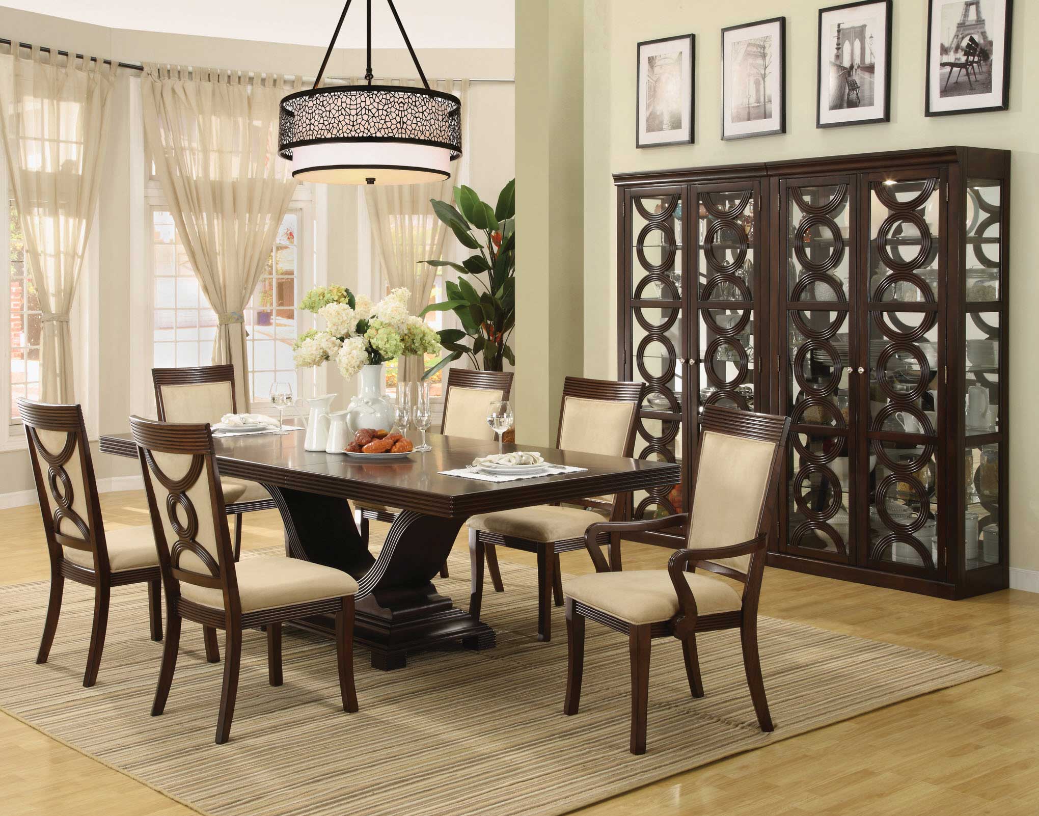 Dining Room Decorated Traditional Dining Room Interior Design Decorated With Wooden Dining Table Completed With Small Dining Room Light Fixtures Dining Room Dining Room Lighting Fixtures With Chandelier And Fans To Enlighten Your Dining Experience