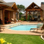 Gazebo Design Small Traditional Gazebo Design Feat Lovely Small Backyard Pool With Waterfall And Brown Sun Lounge Chairs  Naturalist House In Backyard Pool Ideas 