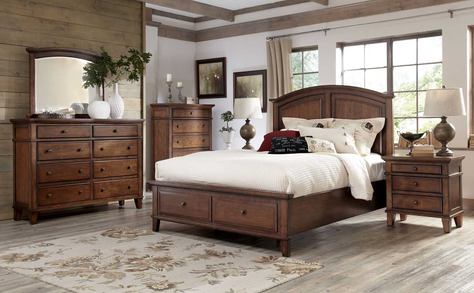 King Bedroom Ideas Traditional King Bedroom Sets Arrangement Ideas For Small Rooms Design With Rustic Teak Wood Under Bed Storage Design And Natural Laminate Wood Flooring Idea Also Adorable White Bed Spread Design Bedroom Enhance The King Bedroom Sets: The Soft Vineyard-6