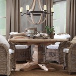 Round Wooden Under Traditional Round Wooden Dining Table Under Decorative Chandelier Paired With Comfortable Rattan Dining Chairs Dining Room Cozy Rattan Dining Chairs For Classic Dining Room