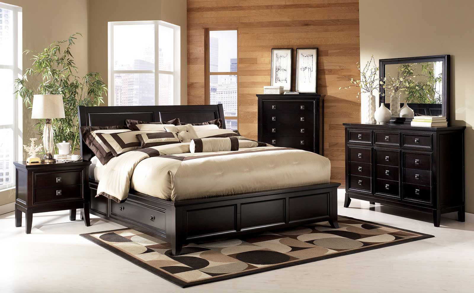 King Bedroom Aparments Trendy King Bedroom Sets For Apartment Design Ideas With Modern Black Armoire Design And Interesting Black Storage Idea Also Alluring Rectangle Mirror Design Bedroom Enhance The King Bedroom Sets: The Soft Vineyard-6